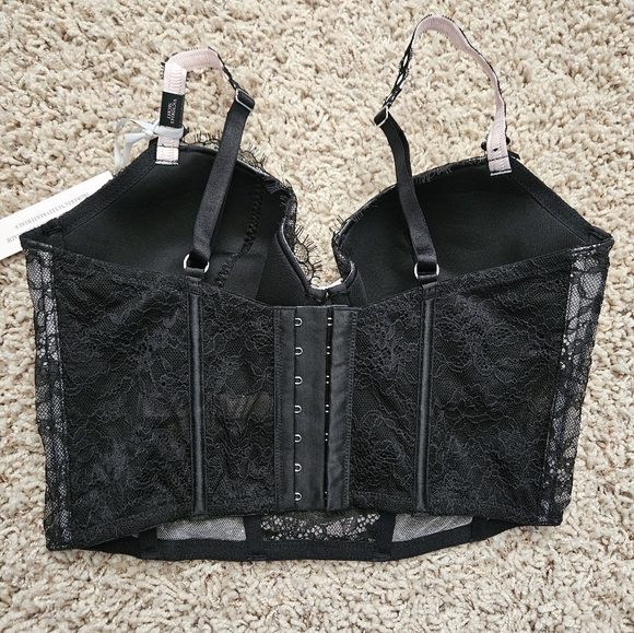 NWT Victoria's Secret Dream Angels Black Lace Longline Bustier - Small-dd - Picture 7 of 9